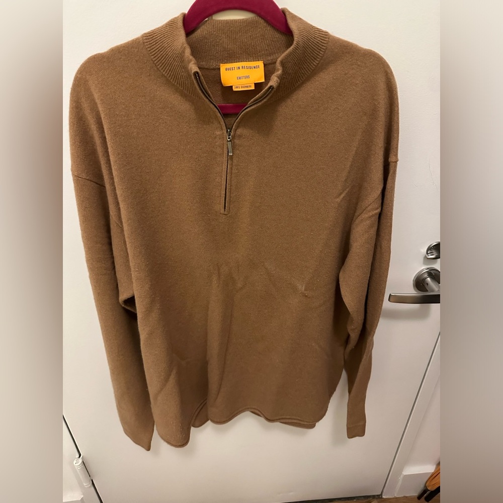 GUEST IN RESIDENCE BY GIGI HADID - Cashmere Quarter Zip in Camel XXL